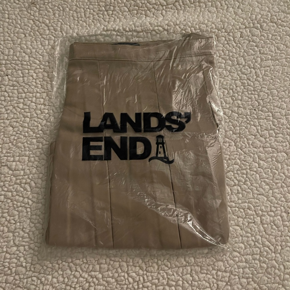 Girls Poly-Cotton Box Pleat Skirt Top of Knee Lands End